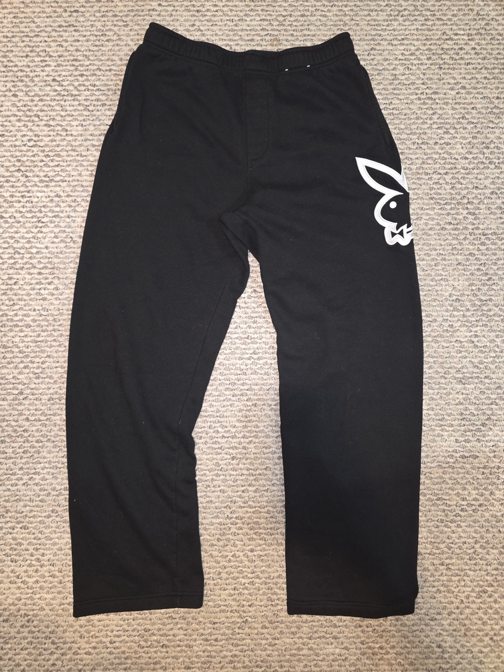 PLAYBOY Black Joggers with White Bunny Logo